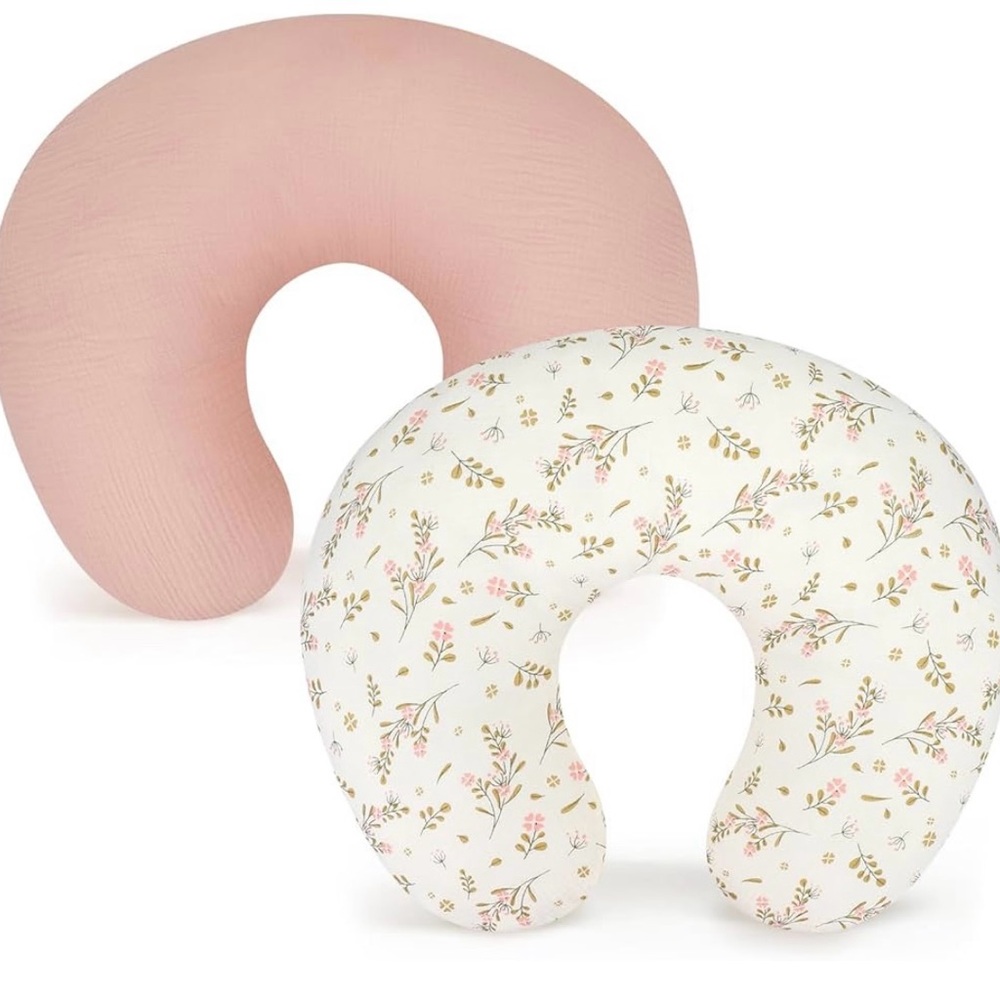 Floral and Pink Muslin Nursing Pillow Covers